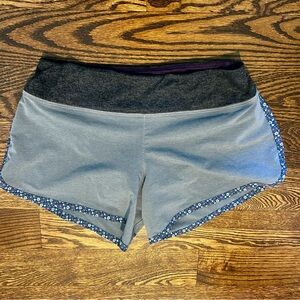 Gray Women's Shorts with Floral Trim